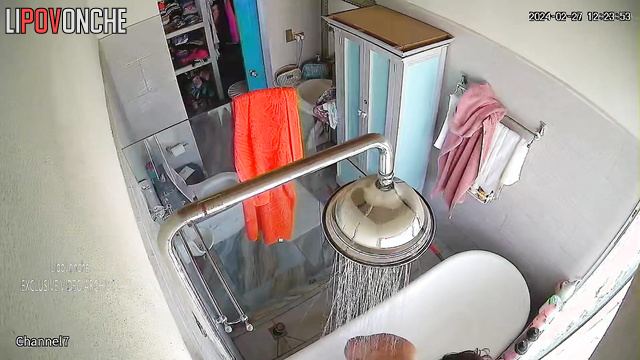 Fat milf masturbating in the bathroom (hot hidden video)
