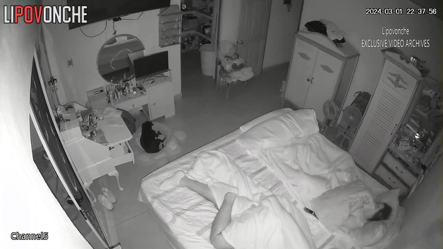 Couple watching tv-show before sweet sleep (night cam)