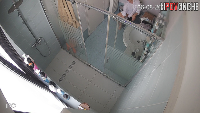 The skinny girl came into the bathroom to relieve herself