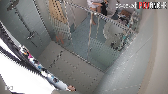 The skinny girl came into the bathroom to relieve herself