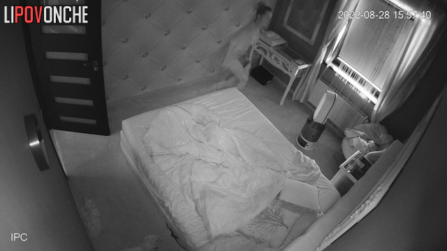 Bearded man fucks hot blonde under blanket on bed in bedroom