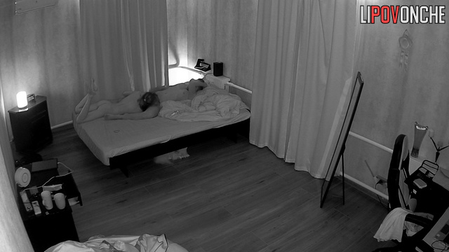 Skinny brunette sucked a guy and fucked him on the bed