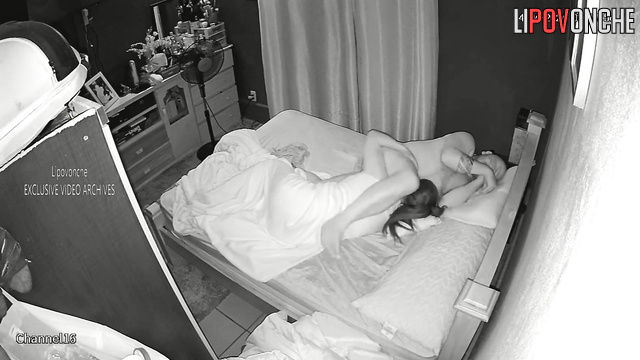The girl sucked the man's dick and he fucked her on the bed