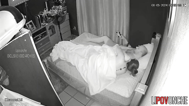 Busty brunette fucked her bald man and he came inside her