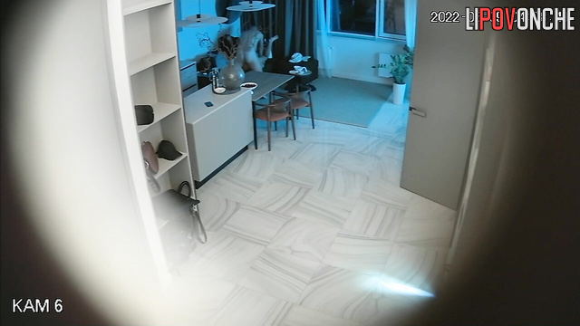 Bald guy fucking his young lover so sweet in the living room