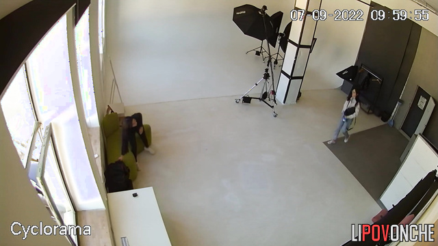 Topless brunette wants to make a surprise to her husband