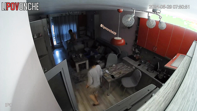 Preparing for night party in the living room