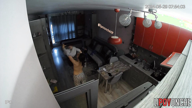 Preparing for night party in the living room