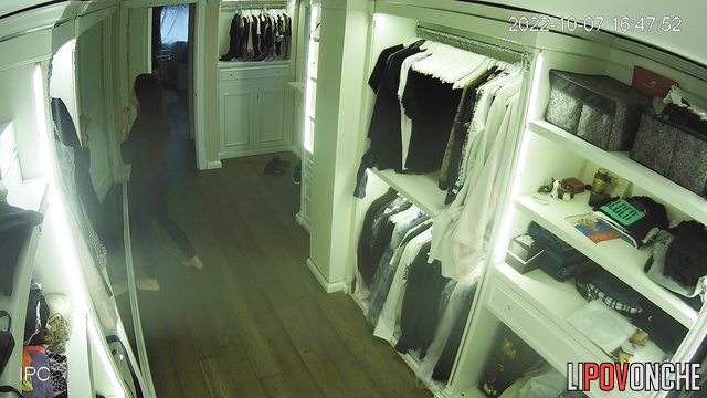 Skinny brunette thinking about what to wear for her daddy