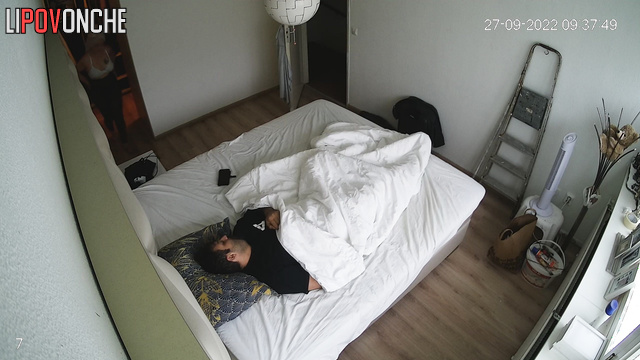 Completely naked girl walks around the apartment