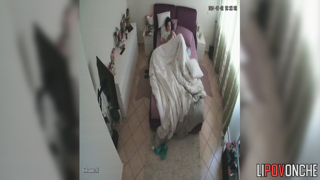 Hot and naughty girl masturbated in her sweet bed