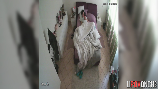 Hot and naughty girl masturbated in her sweet bed
