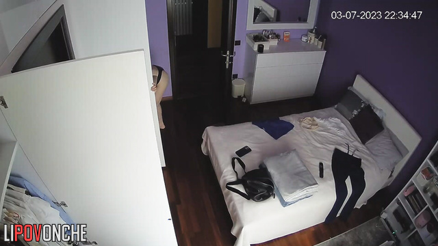 Girl slowly gets dressed after a successful date