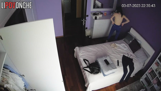 Girl slowly gets dressed after a successful date