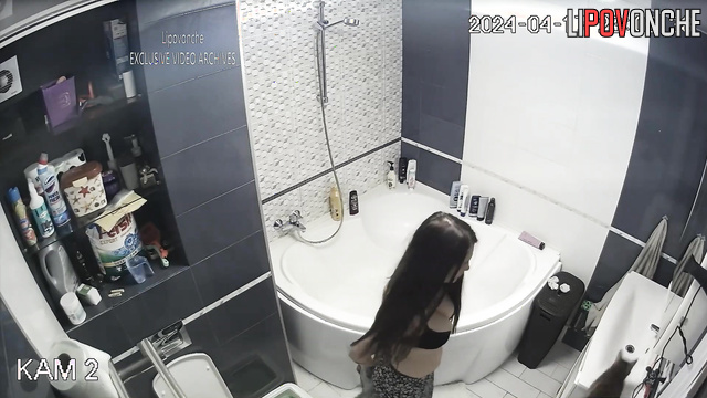 Ukrainian babe washing before a date with handsome guy