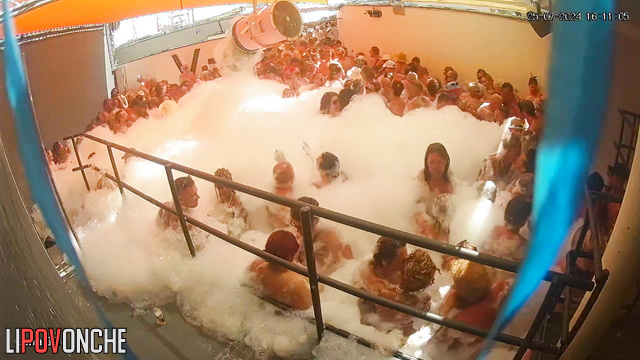 Naked people kissing all day long (hot party in foam)