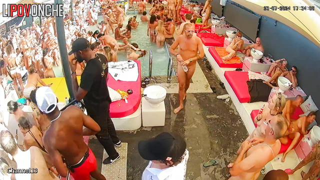 Swingers throw a big pool party with drinking and sex