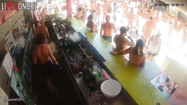 Closed group pool party with active intimacy and dancing