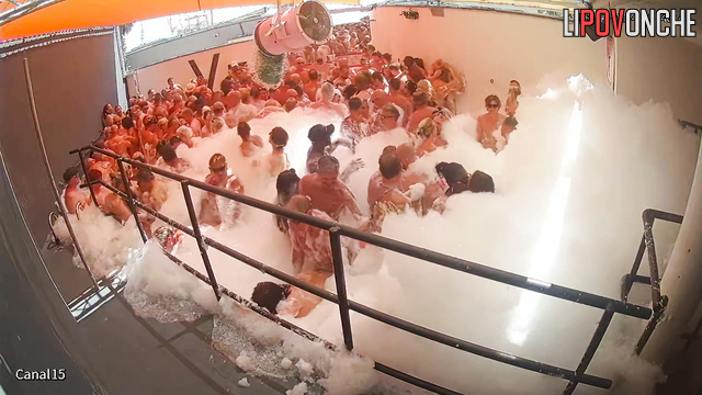 Closed group foam party for swingers with fucking and dancing