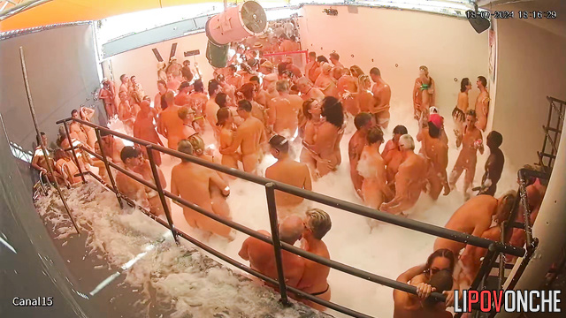 Closed group foam party for swingers with fucking and dancing