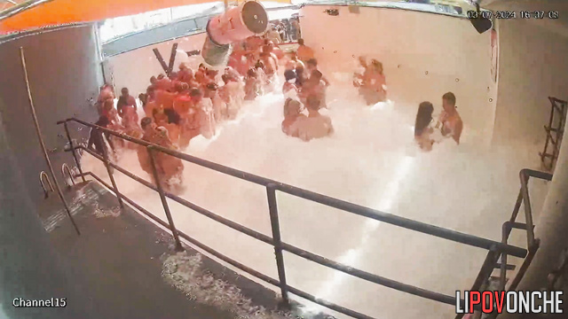 Different people dancing naked in the foam right now (pool)