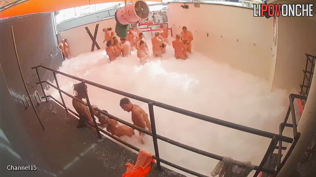 Different people dancing naked in the foam right now (pool)
