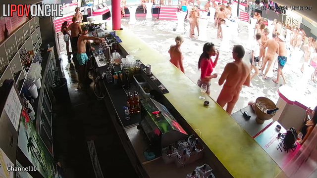 Adult party near the pool - people dancing naked