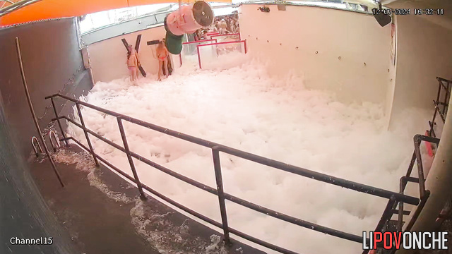 Strange people dancing alone in the foam / morning sex party