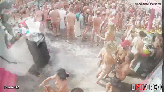 Old farts and young enjoying naked summer party