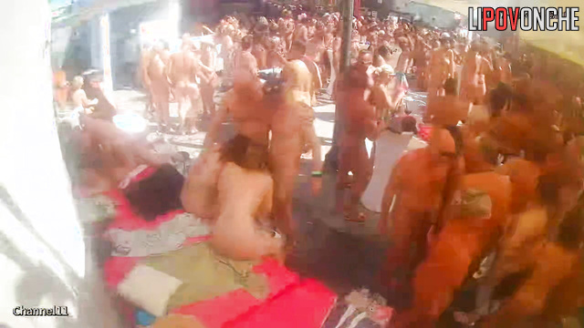 Summer swinger party - happy people having fun