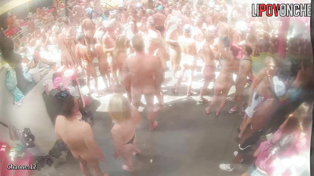 Naked couples dancing and kissing at the same time (pool)