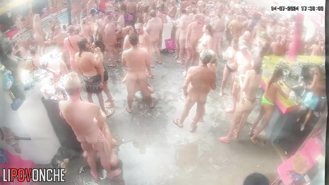 Naked couples dancing and kissing at the same time (pool)