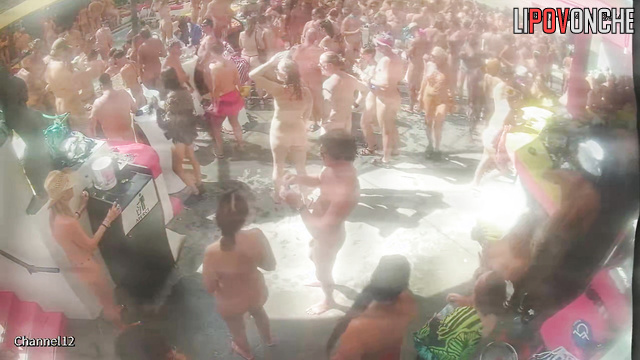Different people dancing naked at the party right now (sex in pool)