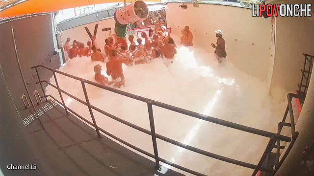 Swingers dancing in the pool in foam, live video