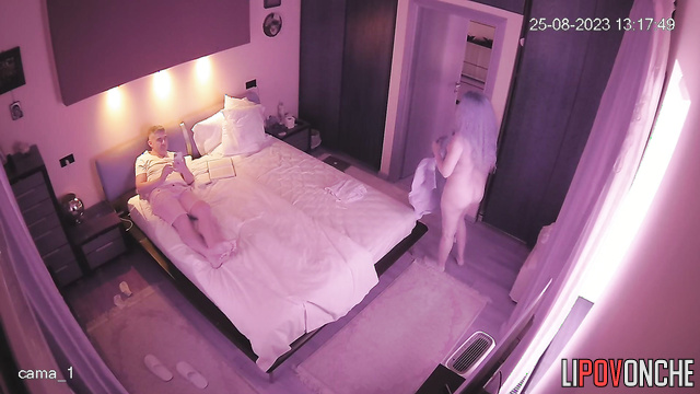 Slut with colored hair going home after sex with client