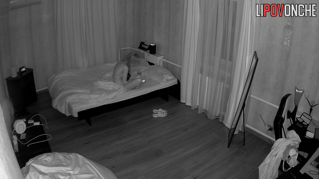 Naked babe chilling alone (someone spying her)
