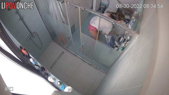 Ordinary morning bathroom routine of this cute blonde