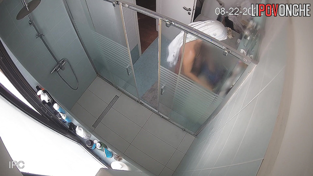 Blonde washing her awesome natural tits (hidden cam)
