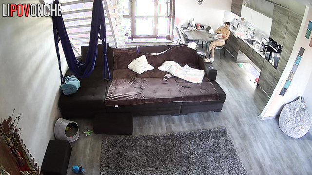 Watch long lactation process in the huge living room