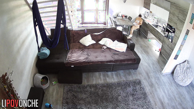 Watch long lactation process in the huge living room