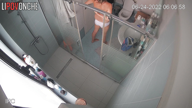 Topless blonde brushing her teeth right now, watch