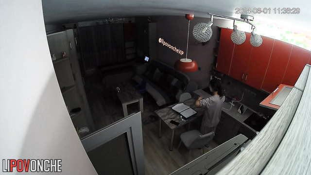 Topless girl wants to look her best tonight (living room tape)