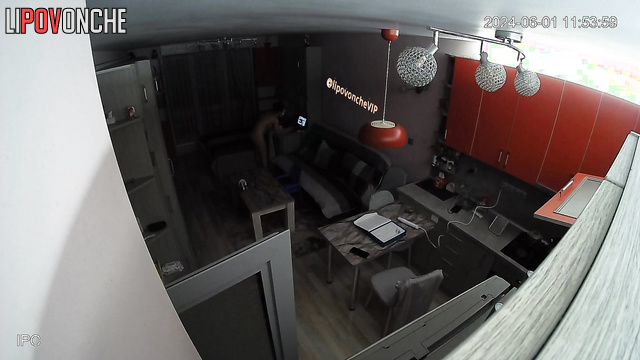 Topless girl wants to look her best tonight (living room tape)