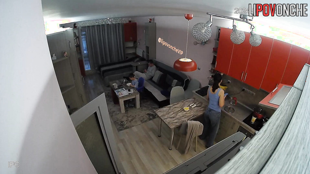 Family is preparing for a late dinner (hidden cam)