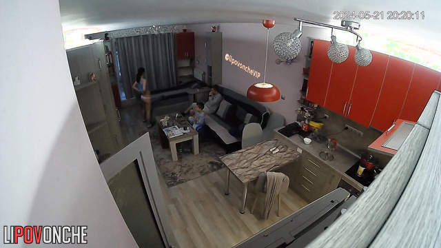 Family is preparing for a late dinner (hidden cam)