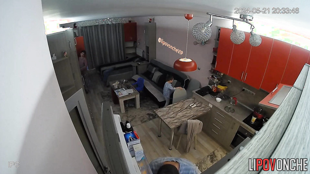 Family is preparing for a late dinner (hidden cam)