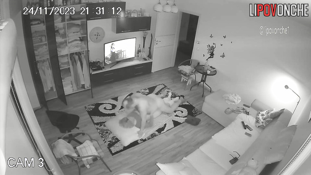 Hot missionary fuck on the floor after tv watching