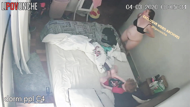 Big beauty woman changing her underwear after work