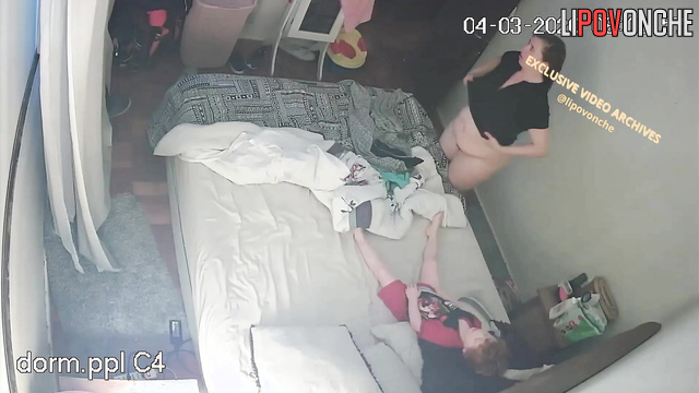 Big beauty woman changing her underwear after work