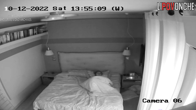 Lonely lady got an orgasm under the blanket, solo